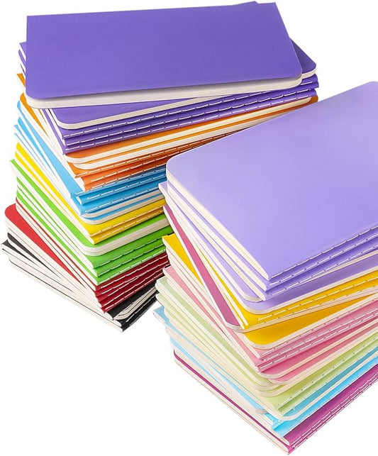 Gwybkq Small Blank Notepads Bulk 60 Pack Mini Pocket Notebooks Journal Set Colorful Cover Notebooks for Kids 3.5 x 5.5 Inches, 30 Sheets/60 Pages