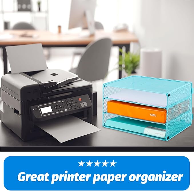 EASEPRES 3 Tier Desk Paper Organizer, Blue