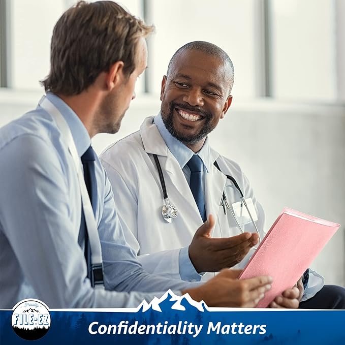 FILE-EZ Two-Pocket Folders, Pink Color, 125-Pack, Durable Textured Paper with Matte Finish, Letter Sheet Size (EZ-32490)