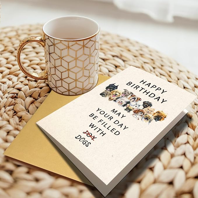 Chenive Happy Birthday Card for Dog Lover, Funny Birthday Card for Dog Mom Dog Dad, Cute Puppy Birthday Card for Him Her, May Your Day Be Filled With Dogs Bday Card
