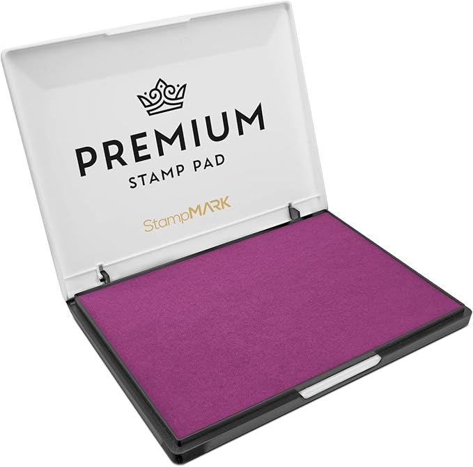 Premium Stamp Pad Extra Large Size 6" x 8" - for Traditional Rubber Stamps - Felt Pad Magenta Purple Color