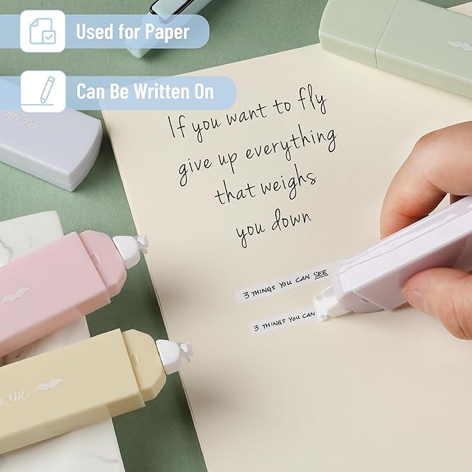 Mr. Pen- Aesthetic Correction Tape, 0.2" x 197", 12 pcs, Pastel Colors, Cute Correction Tape
