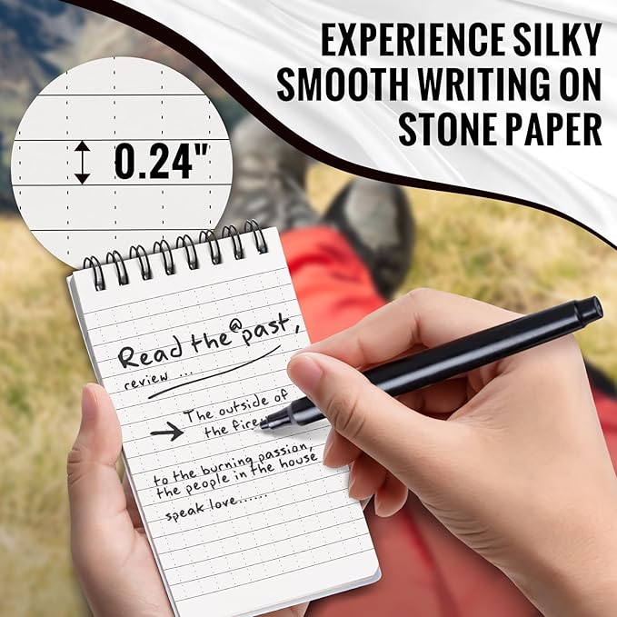 POPYOLA 6 Pack Waterproof Pocket Notebook, 3x5 Pocket Notepad, All Weather Mini Spiral Notepad, Write in the Rain Police Notepad with 100 Squared Pages for Outdoor Home Office School, Blue