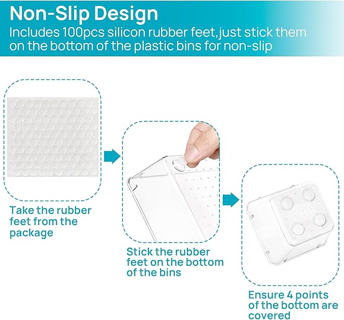 Vtopmart 15 PCS Clear Plastic Drawer Organizers Set, 4-Size Versatile Bathroom and Vanity Organizer Trays, Non-Slip Storage Containers for Makeup, Jewelries, Bedroom，Kitchen Utensils and Office