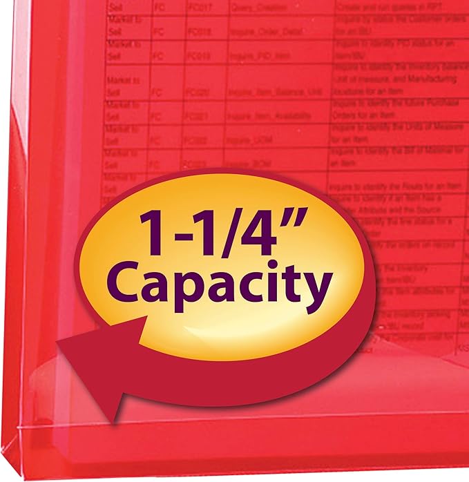 Smead Poly Envelope, 1-1/4" Expansion, String-Tie Closure, Side Load, Letter Size, Red, 5 per Pack (89527) (Pack of 2)