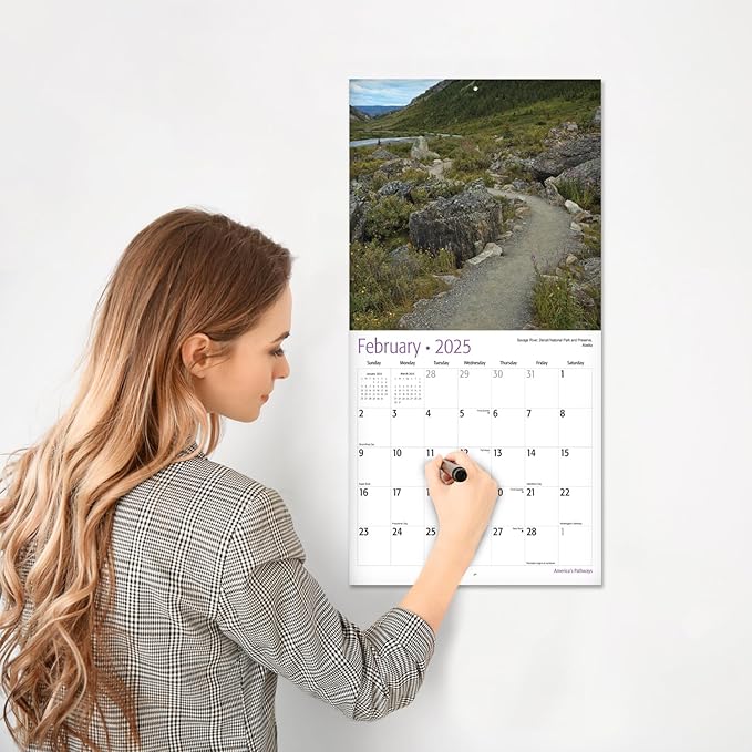 RED EMBER America's Pathways 2025 Wall Calendar 12 Month | 12" x 24" Open | Thick & Sturdy Paper | Giftable | Calendar 2025