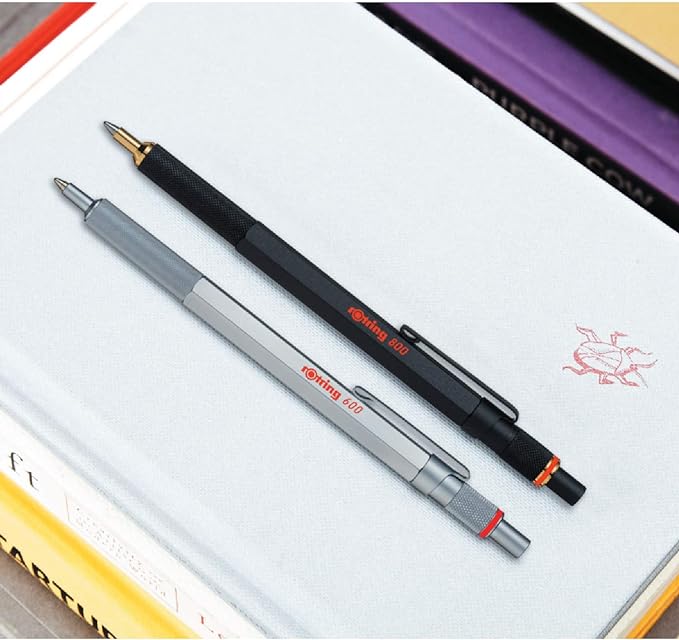rOtring 600 Ballpoint Pen, Medium Point, Black Ink, Silver Barrel, Refillable