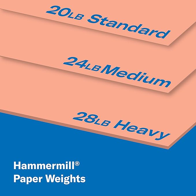 Hammermill Colored Paper, 24 lb Salmon Printer Paper, 8.5 x 11-1 Ream (500 Sheets) - Made in the USA, Pastel Paper, 103120R