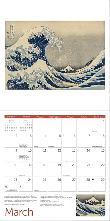 MFA, Boston, Japanese Woodblocks Wall Calendar 2025, Monthly January-December 12'' x 12"