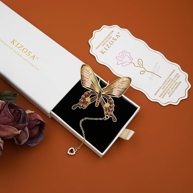 Butterfly Bookmarks for Women,Metal Bookmark,Unique Gifts Book Markers for Women Book Lovers,Teacher Appreciation Gifts,Valentine Mother's Day Christmas New Year Birthday Gift (04-Love)