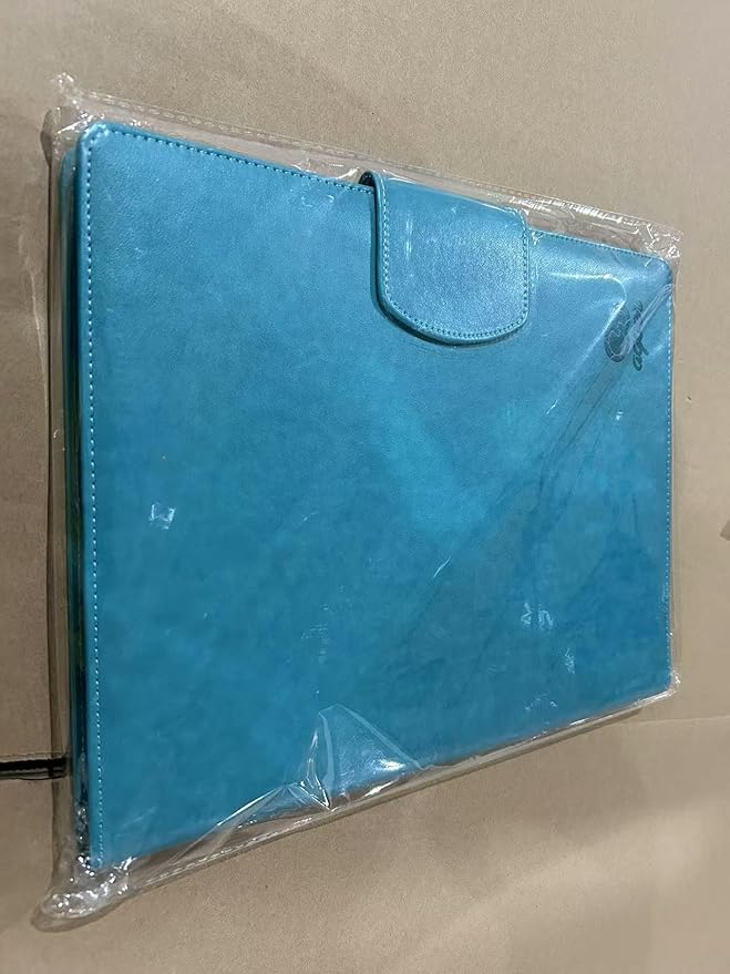 A4 Clipboard Folder Padfolio Clipboard,Faux Leather Interview Resume Folder with Magnetic Cover,Conference Document Organizer with Papers,Sticky Tabs,Pen,Work Folio for Women & Man,Pale Turquoise