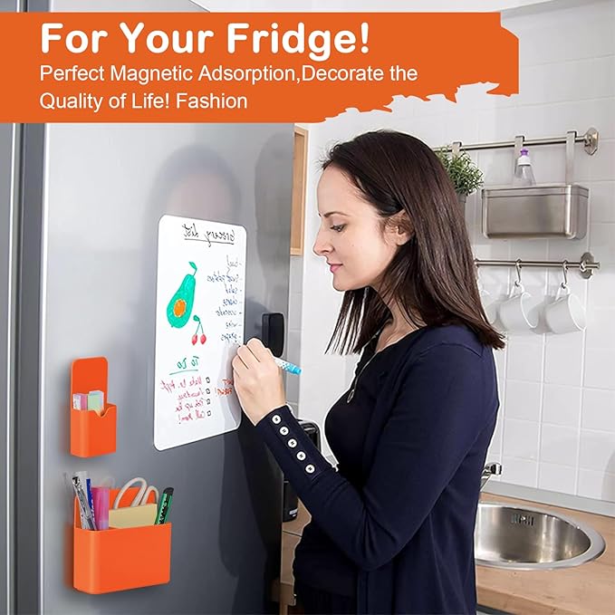 Magnetic Pen Holder,2 Pack Magnetic Dry Erase Marker Holder with Generous Compartments,Strong Magnet Storage Marker Pen Pencil Organizer for Refrigerator,Whiteboard,Locker Accessories