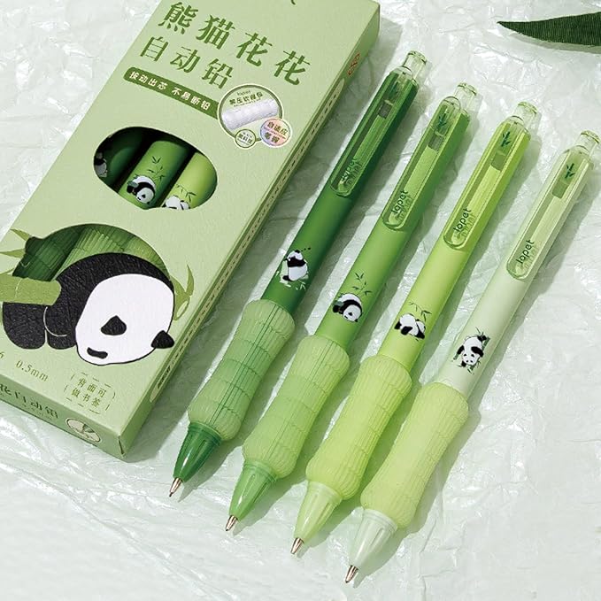 4 Pcs Mechanical Pencils 0.5mm Cute Panda Mechanical Pencil Kawaii Cartoon Pencils School Pencil for Kids Students Girls Women (4Pcs Panda)