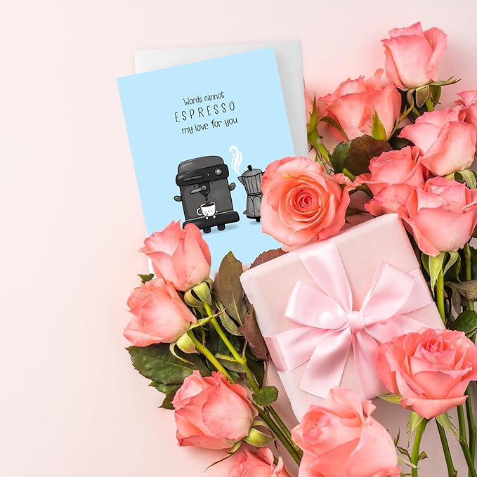 ALY LOU Anniversary Card for Her Him/Husband Boyfriend/Girlfriend Wife/Sarcastic Birthday Vday Greeting Card (Espresso My Love)