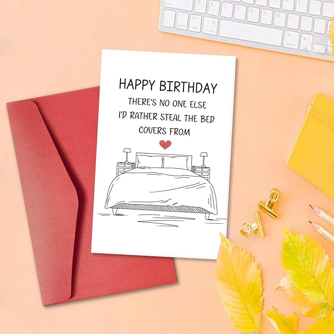 Romantic Birthday Card for Husband Wife Boyfriend Girlfriend, Humorous Birthday Gifts for Man Woman, Steal The Bed Covers Birthday Card