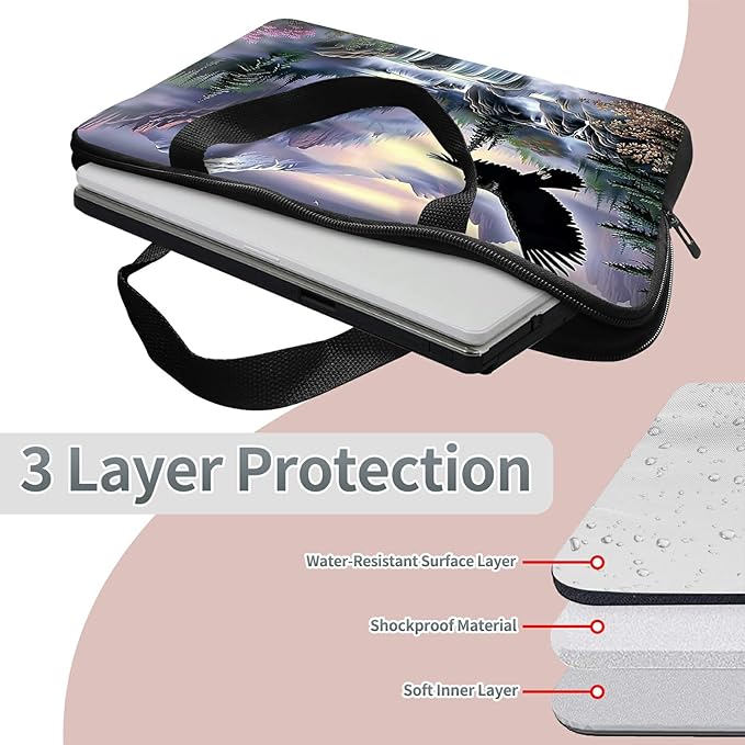 Universal Laptop Sleeve Tablet Case 12 inch, Eagle Landscapes Slim Carrying Case Durable Handbag Travel Laptop Bag for Surface Pro 9 8 7/Laptop Go 2 3, MacBook Air 11/12
