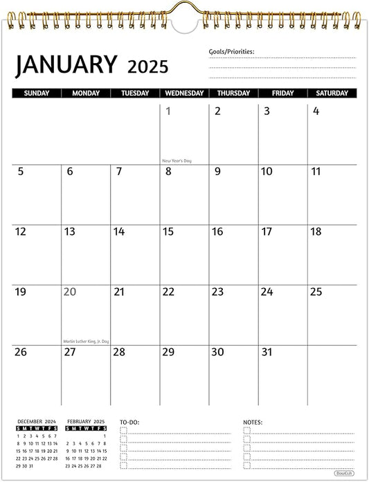 Wall Calendar 2025 – Calendar 2025 Wall, 12 Monthly Calendar, Jan 2024 - Dec 2025, 11.5 x 14.5 In, 2025 Calendar with Large Blocks, Thick Paper, Holidays, To-do ＆ Notes, Great for Organizing