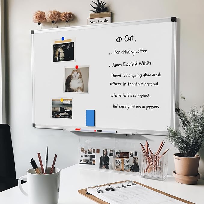 Sweetcrispy Magnetic Whiteboard Set of 2, 36 X 24 Inches Dry Erase Board for Home Office School,Sliver Reinforced Aluminum Frame,2 Dry Eraser & 4 Dry Erase Markers & 8 Magnetic Pins