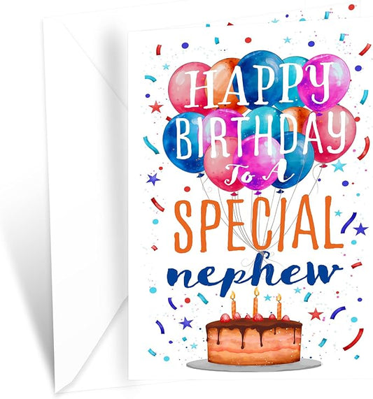 Prime Greetings Nephew Birthday Card, Made in America, Eco-Friendly, Thick Card Stock with Premium Envelope 5in x 7.75in, Packaged in Protective Mailer