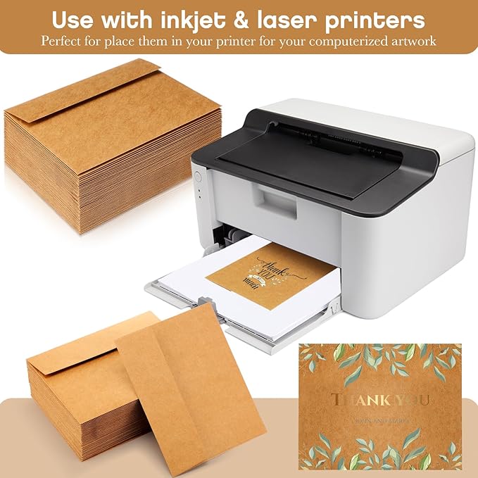 Fainne 800 Pack A2 Brown Envelopes, 5.75x 4.375 Envelopes for Invitation, Kraft Envelopes 120 Gsm Gift Card Envelopes for Office, Gift, Party, Baby Shower,wedding