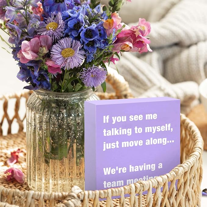 Purple Office Decor Desk Accessories Funny Office Decor Sign for Cubicle Decor or Desk Decorations for Women Home & Office Cute Purple Desk Accessories Gifts for Women Coworker