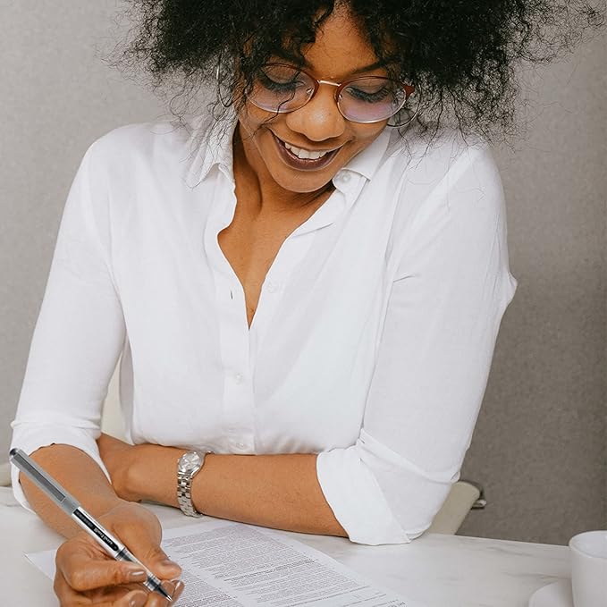 Uni-ball® Vision™ Rollerball Pens, Fine Point, 0.7 mm, Gray Barrel, Blue Ink, Pack Of 12