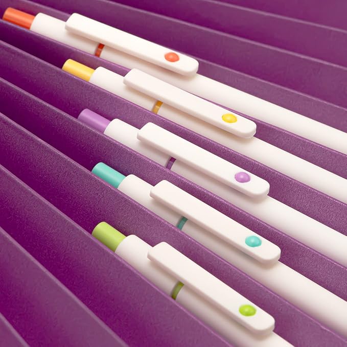 5PCS Zennyth Retractable Gel Pens Set, Quick Dry Black Ink Fine Point Roller Ball Gel Ink Pen for Smooth Writing (Pearl White)