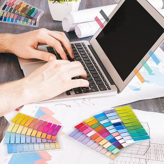 ReliThick 8000 Pcs annotation tabs Sticky Tabs for Books Transparent Sticky Notes Multi Colored Writable Page Markers Book Flags Strip for Annotating Reading Supplies Bookish Gift(Gradient Color)