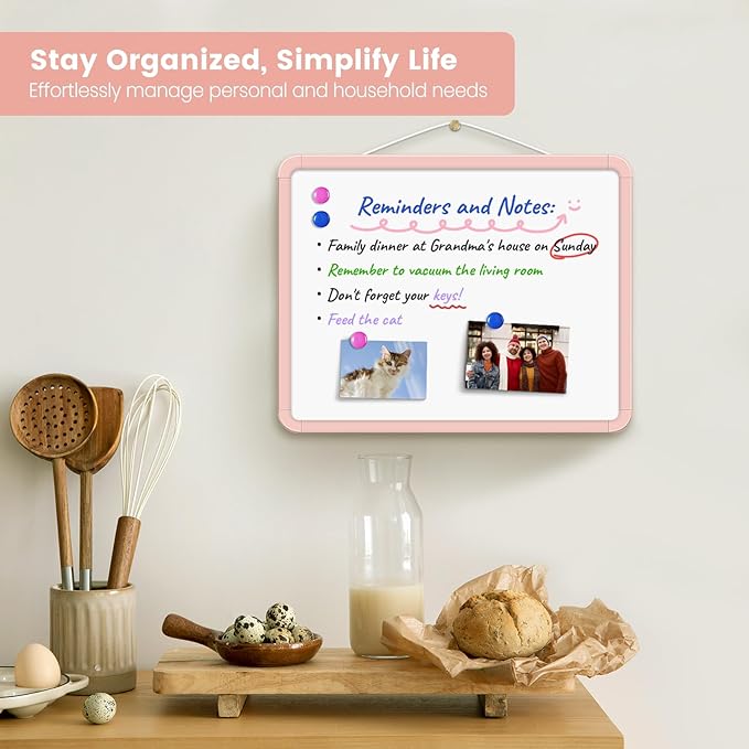 Small Double-Sided White Board Dry Erase Board For Wall, 14"x11" Hanging Whiteboard for Door, Mini Dry Erase Board with a black dry erase marker, Small Whiteboard for Kids Students, Back To School, Pk