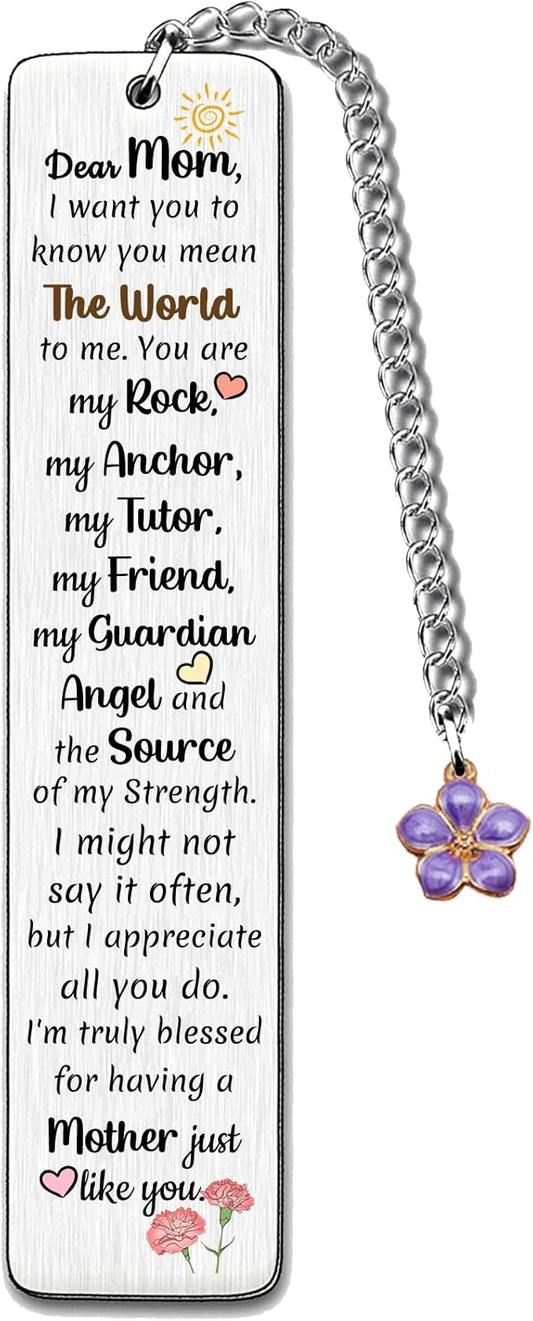 Mom Bookmarks Christmas Gift Bookmark Mommy Birthday Present I Love You Mom Retirement Appreciate Love Quotes Engraved Keepsakes Mummy You Are the World to Me Mothers Day Gifts Ideas from Son Daughter