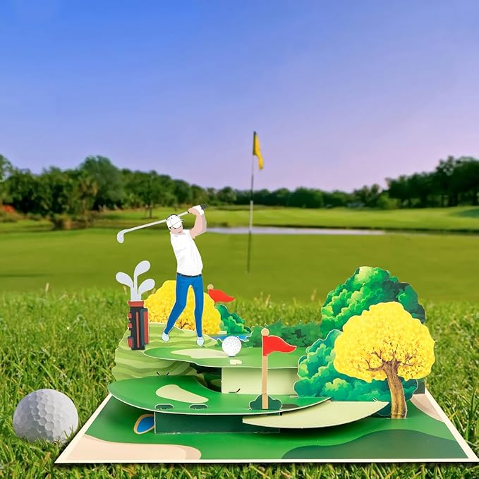 Golf Pop Up Greeting Card, Multi-Occasion: Father's Day, Birthday, Anniversary, Retirement