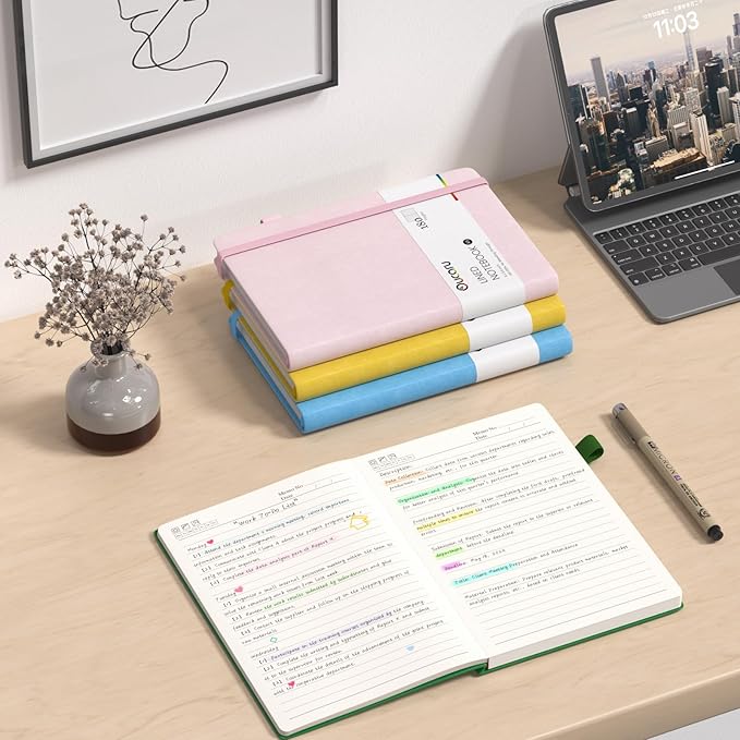 Lined Journal Notebook, 2 Pack, 180 Pages, A5 Journals for Writing, 100 GSM Thick Paper, Small Notebooks Daily Journal for Women Men Work, Business, School, Travel Supplies