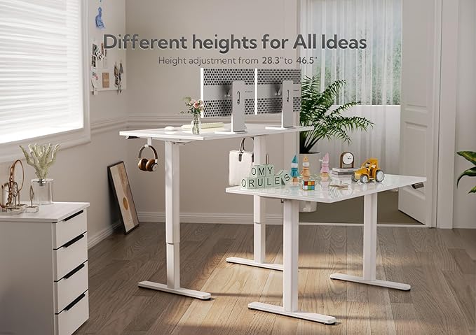Glass Standing Desk, Small Electric Standing Desk Adjustable Height, 40 Inch Adjustable Stand Up Desk, Quick Install Home Office Computer Desk, Super White