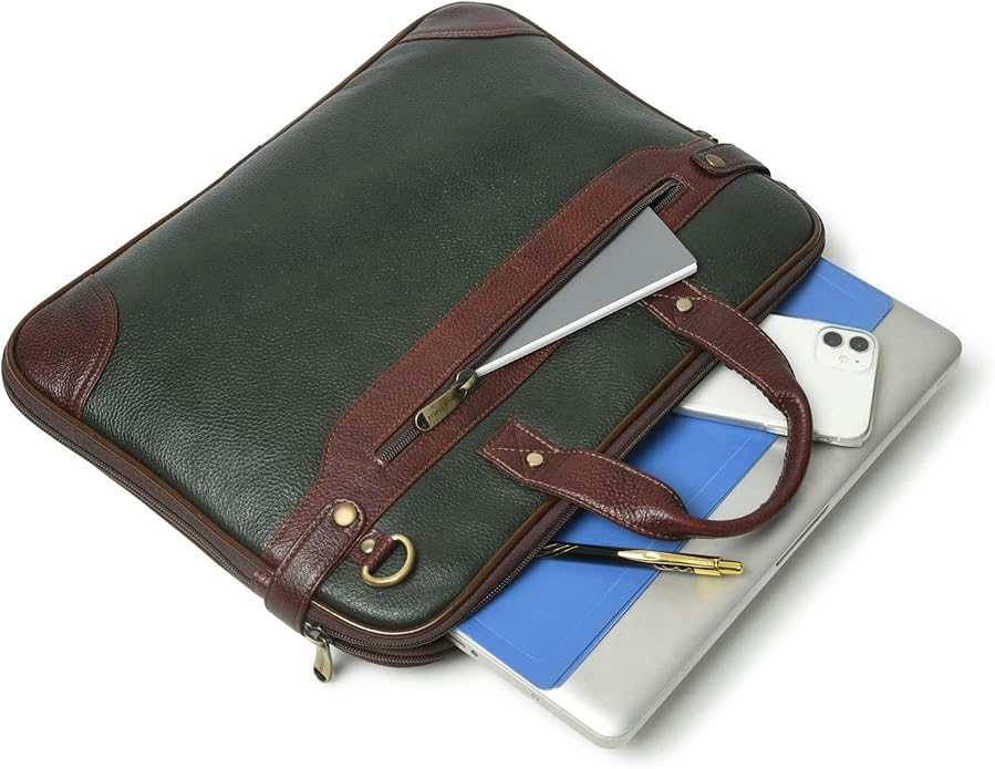 ADYAN 15 inch Leather Briefcases for Men and Women Laptop Bag Business Travel Messenger Bag Vintage Leather Best Office Satchel Bag