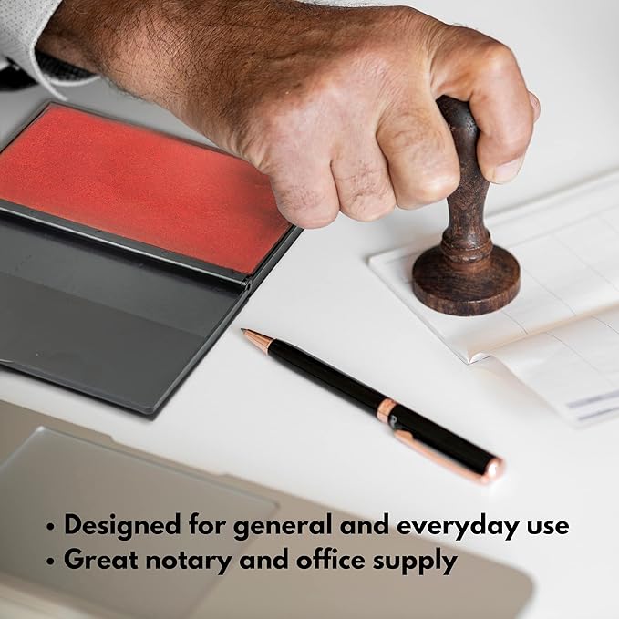 Ink Pad for Rubber Stamps, Stamp Pad for Clear Impression Stamping, Quality Felt Pad Black Ink, Red Ink, Blue Ink (Red, M (2.7 * 4.3))