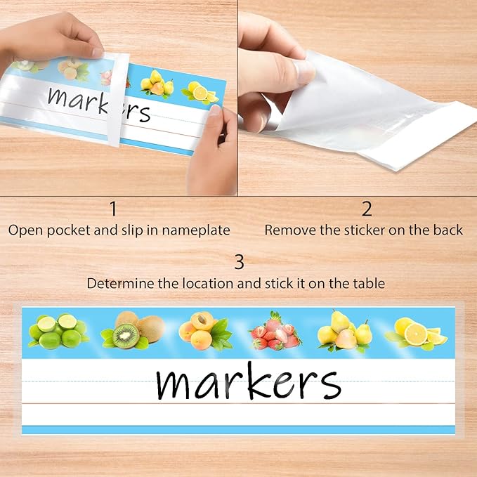 40 PCS Nameplate Pocket Adhesive Desk Nameplates Name Tag Pocket 10.3x3.15 Inch(Thickness 4mil)
