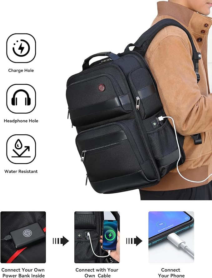 CROSSGEAR 16 Inch Business Laptop Backpack for Men, Carry on Backpack for Airplanes, Water Resistant Travel Backpack Laptop Bag Computer Backpack Casual Daypacks with USB Port for Travel
