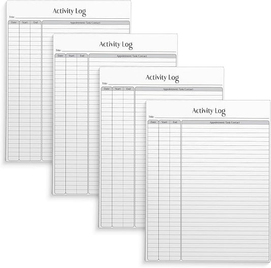Better Office Products Activity Log Notepad, 8.5" x 11", Planning Note Pad, 50 Sheets, Daily Time Tracking Productivity Checklist Organizer,(4 Pack)