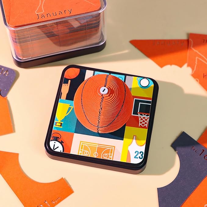 3D Art Calendar Memo Pad 2025,Creative Time Piece Calendar 2025 Desk Calendar,Basketball Tear Away Paper Carving Calendar 3D Memo Pad Art Notepad DIY Christmas Gift