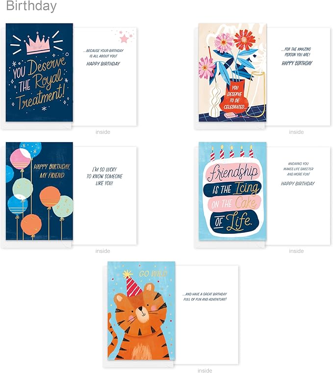 American Greetings 25-Count Birthday Card Assortment with Envelopes, Seals, and Storage Box (Wish Big)