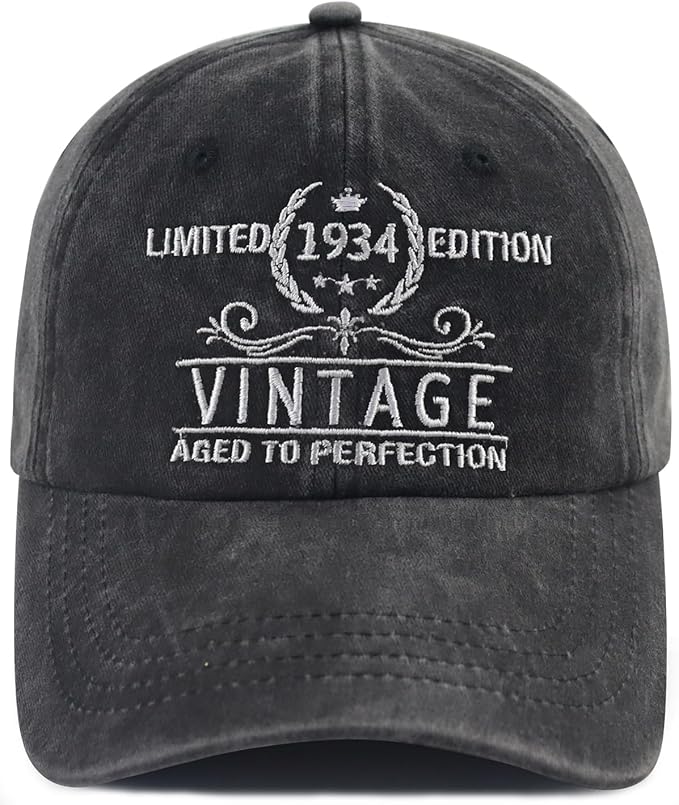 Goyklrb Limited Edition 1935 Baseball Hats for Men Women, Adjustable Cotton Embroidered 90th Birthday Baseball Cap