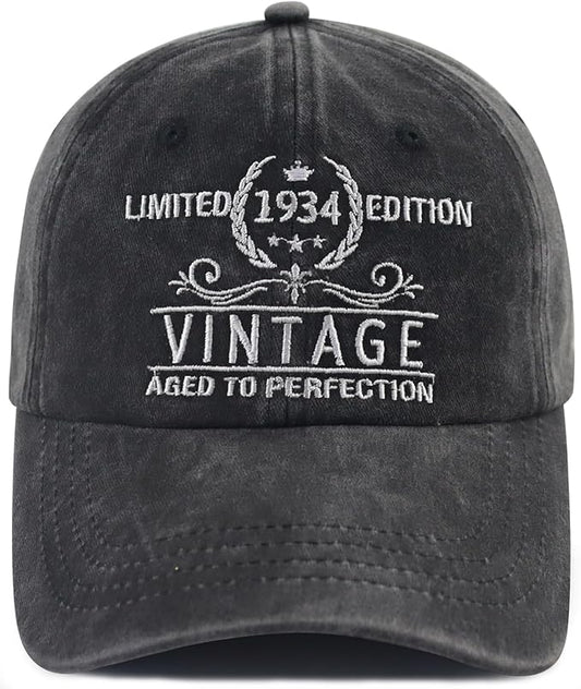 Goyklrb Limited Edition 1935 Baseball Hats for Men Women, Adjustable Cotton Embroidered 90th Birthday Baseball Cap