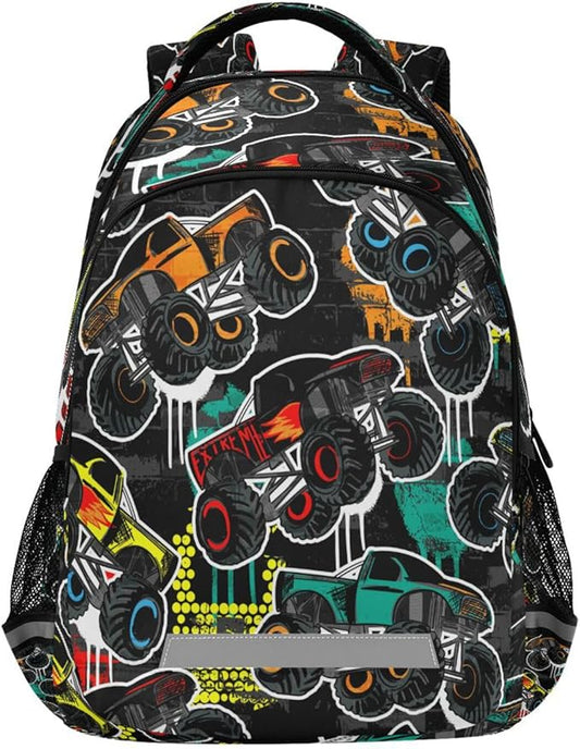 ALAZA Abstract Monster Truck Car Backpacks Travel Laptop Daypack School Book Bag for Men Women Teens Kids