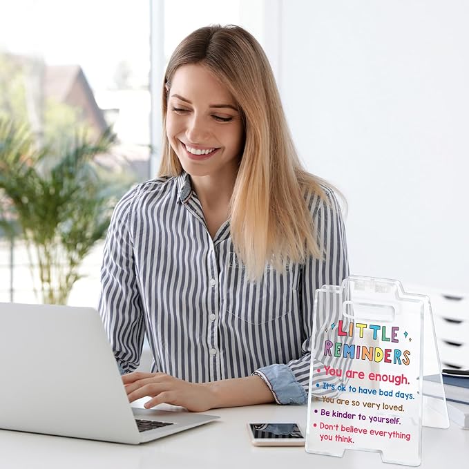 Women Office Workspace Cubicle Decor Office Desk Accessories Teacher Counselor Office Essential Little Reminders You Are Enough Mental Health Coworker Associates Christmas Inspirational Gift Clear