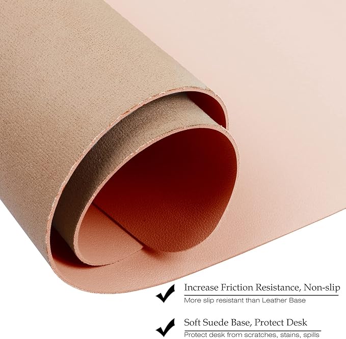 Boutilon Leather Desk Pad 30" x14",Non-Slip Mouse Pad,Office Desk Mat,Waterprooft PU Leather Desk Blotter,Desk Pad Protector,Desk Writing Pad for Home Office Decor (M-Orange Pink)