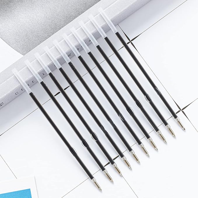 20 Pieces Ballpoint Pen Refills Black Ink 1.0mm Medium Point Smooth Writing Pen Refills Replacement Gel Ink Refills for Retractable Ballpoint Pen School Office Supplies
