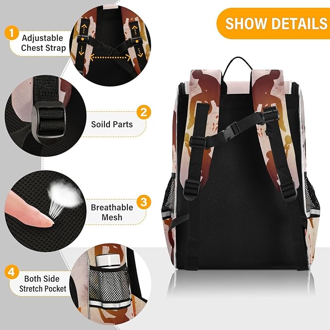 Basketball Backpack with Reflective Strip for Kids Boys Girls Elementary School Bag Removable Chest Strap