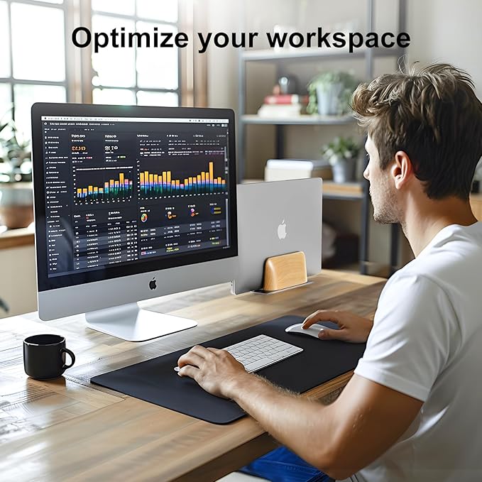 UPERGO Vertical Laptop Stand for MacBook, Wooden Laptop Holder Vertical for Desk Compatible with MacBook Pro and Other Laptops