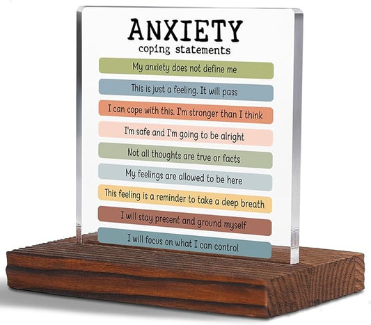 Anxiety Psychology Student Graduation Gift Clear Desk Decor Signs, Psychologist Gifts for Students, School Counselor Teacher Mental Health Awareness Therapist Office Decor Plaque TZD64