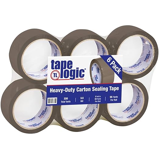 Aviditi Tape Logic 2 Inch x 55 Yard 3.5 Mil Tan, Heavy Duty Acrylic Packing Tape, 6 Pack, Perfect for Packing, Shipping, Moving, Home and Office (T901350T6PK)